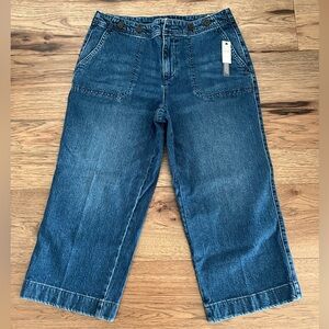 NWT Talbots Dark Blue Wide-Leg Crop Jeans